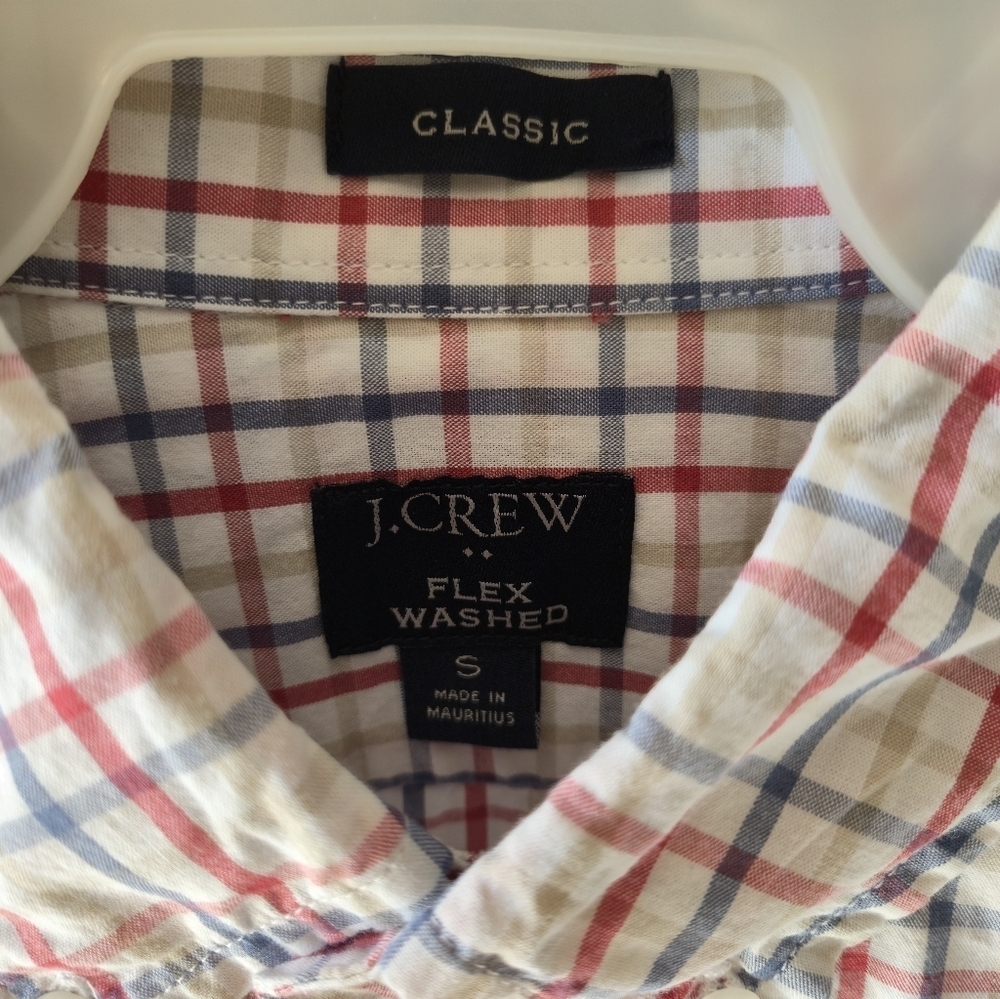 J Crew Flex Washed Classic Button Down S Preppy Coast Quarter Zip QZ Natural